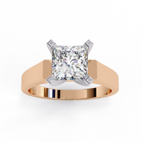 Bague solitaire en moissanite taille princesse en or massif 18 carats avec sertissage à griffes, alliance de fiançailles classique pour femme