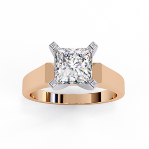 Anillo Solitario de Moissanita Corte Princesa, Oro Sólido de 18K, Engaste de Garras, Anillo de Compromiso Clásico para Mujer - Product Image 3