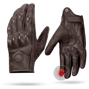 Universal Motorcycle Racing Gloves Brown Color Flex Finger Point Cow Hide Leather Motorbike Gloves With Adjustable Loop <b>Straps</b> - Product Image 1