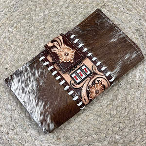 Designer Pattern Women's Hand Tooled Genuine Cowhide Leather Large Capacity <b>Wallet</b> Multiple Card Slots Long Coin Purse Clutch - Product Image 4