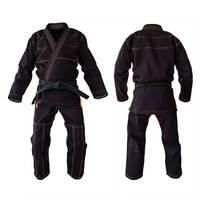 Kimono de BJJ Negro para Hombre, Uniforme de Judo y Karate de Algodón, Corte Holgado, Transpirable, Antiarrugas, Bordado, 440g, Teñido Liso, para Artes Marciales