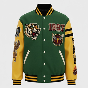 Chaqueta Varsity Extra Grande para Hombre con Bordado Chenille en la Parte Delantera, Estilo Urbano, Resistente al Viento, Ecológica y Transpirable - Product Image 1