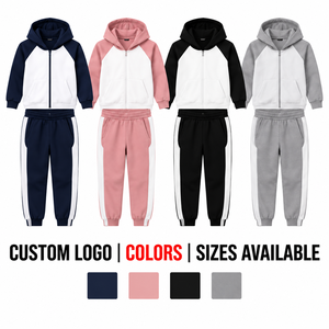 Conjunto Deportivo Personalizado para Niños de Dos Tonos, Sudadera con Cremallera y Pantalones Deportivos para Niños y Niñas, Ropa Deportiva de Felpa al por Mayor, OEM ODM - Product Image 5
