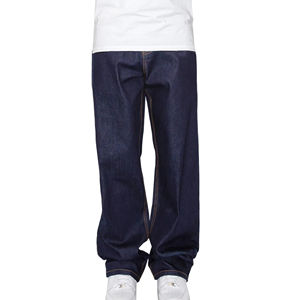 Pantalon large décontracté en jean délavé style vintage plissé pour homme – Streetwear Hip Hop Oversize - Product Image 1