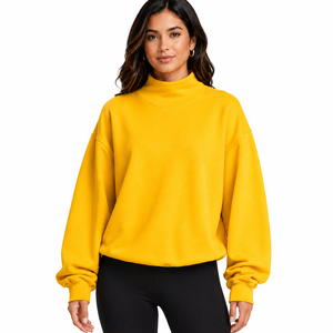 Sweat-shirt personnalisé pour femme à col montant, 100 % coton French Terry, coupe décontractée, pull-over, marque privée, fabricant OEM ODM, fournisseur - Product Image 1