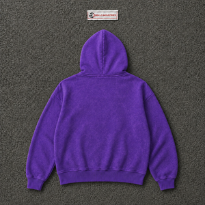 Sweat à capuche zippé violet oversize pour homme, imprimé graphique Wake Up, style streetwear, mode urbaine décontractée - Product Image 6