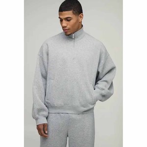 Conjunto Deportivo Oversize con Media Cremallera para Hombre, 420G, Mezcla de Algodón y Felpa, Color Sólido, Sudadera y Pantalones Deportivos para Uso Diario Informal - Product Image 3