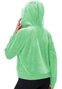 Sudadera con capucha de terciopelo para mujer con cremallera, OEM al por mayor, personalizable en color y talla, transpirable, ecológica, de secado rápido y ligera. - Product Image 4