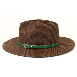 Sombrero de Paja Panamá de Ala Ancha para Mujer, de Alta Calidad, Estilo Casual y Moderno, con Cinta Verde, Servicio OEM - Product Image 2