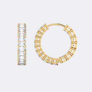 Pendientes de Aro con Corte Esmeralda de 3.60CTW, Diamantes Cultivados en Laboratorio, Color E F, VVS2, Oro Blanco, Oro Rosa, Joyería para Mujer, India - Product Image 3