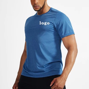 T-shirt à manches courtes pour homme, bleu, à séchage rapide, col rond, coupe classique, design sportif, logo imprimé sur le devant - Product Image 5