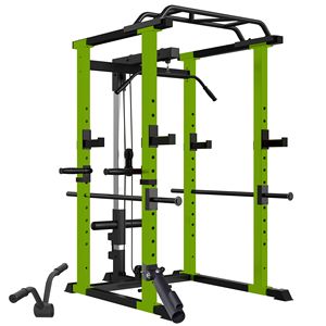Sistema di palestra per la casa verde da 100 libbre con gabbia di potenza multifunzionale regolabile Pullup Squat Rack Capacità di Fitness completo da 1000 libbre - Product Image 3