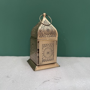 Artisan Design Moroccan Iron Decorative <b>Lantern</b> with <b>Gold</b> Finish for Home Decoration - Product Image 1