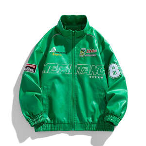 Chaqueta de Cuero Vintage Personalizada para Hombre, con Gráficos en Relieve, Cintura y Puños Elásticos, Color Negro Lavado - Product Image 3