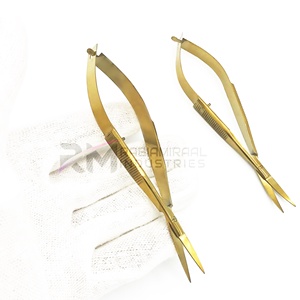 Ciseaux à cils professionnels RMI en acier inoxydable à lame droite, couleur or plasma, emballage PVC personnalisé - Product Image 4