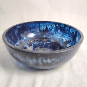 Handmade Collection Modern Luxury Resin <b>Bowl</b> Polished Finish <b>Blue</b> Color Dishwasher Safe Handcrafted for Wedding Party Food - Product Image 2