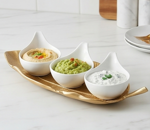 Elegante Plato Decorativo de Metal con Forma de Hoja Dorada y Diseño de Frutas para Uso Residencial, un Elegante Adorno para la Mesa - Product Image 3