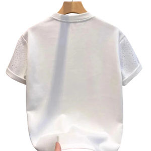 Camiseta con estampado de estrellas y diamantes de imitación para hombre, nuevo diseño, con cristales brillantes, negro y blanco, manga corta, ropa de calle, alta calidad - Product Image 2