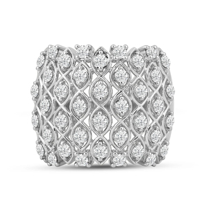 Bague d'éternité en or blanc avec diamants taille brillant rond, classique pour femme, idéale pour mariage - Product Image 1