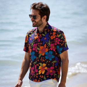Camisa Hawaiana de Algodón Personalizada para Hombre, Manga Corta, Estilo Tropical, Casual, con Botones, Estampado Floral - Product Image 3
