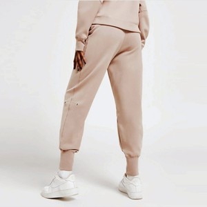 Ensemble de survêtement beige pour femme, sweat-shirt à capuche zippé, pantalon de jogging, manches longues, poches latérales, tenue décontractée pour l'automne - Product Image 2
