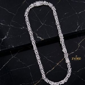 Luxury Iced Out Geometric Link Chain <b>Necklace</b> for Men and Women Hip Hop Diamond Look <b>Statement</b> Jewelry White Gold Plated Chain - Product Image 5