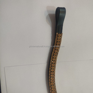 แถบคิ้วม้าแฟนซีสายรัดคิ้วหนังแท้ติดคริสตัลสีทองบังเหียนตกแต่งม้า - Product Image 6