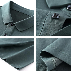 Chemise grise unie à manches courtes pour homme, avec bordure vert citron, coupe décontractée, en maille polyester/coton respirante, boutonnée sur le devant, avec logo. - Product Image 5