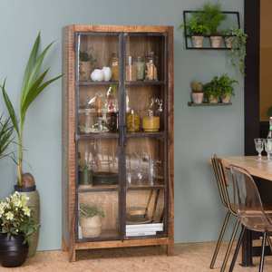 Vandana Optima Astra mango wood and metal <b>display</b> <b>case</b> - Product Image 1