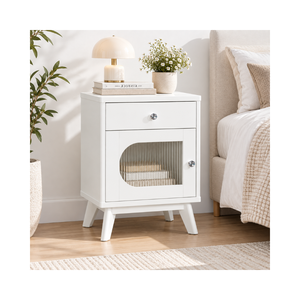 EVEREST Collection Solid Pine Wood Modern Bedroom Storage Furniture Smart Storage Wooden <b>Bedside</b> Table Night Stand - Product Image 1