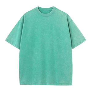 เสื้อยืดฮิปฮอปผู้ชายแบบขายส่ง ทรงโอเวอร์ไซส์ ล้างสีแบบวินเทจ ผ้าเนื้อเรียบ สีพื้น - Product Image 3
