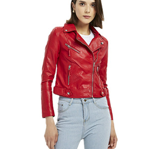Chaqueta de Cuero para Mujer, Negra, Ajustada, de Piel Vacuna Tejida, Corta, Impermeable, Transpirable, de Manga Larga, Estilo Racer, para Otoño e Invierno - Product Image 5