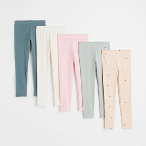 Lot de 5 pantalons longs unisexes en coton pour bébé, à pois et autres motifs, à taille élastique, confortables et à porter au quotidien - Product Image 3