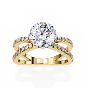 Anillo Halo con Diamantes Redondos, Diamante Cultivado en Laboratorio Color E, en Oro Sólido de 18K, 14K, 10K, para Joyería de Compromiso Unisex de Lujo - Product Image 2