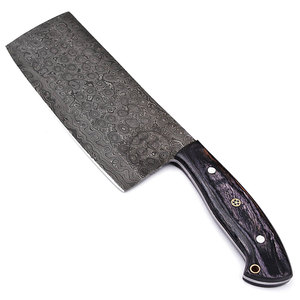 Top Damascus Serbian Cleaver <b>Knife</b> Hand-Forged Full-Tang Damascus Steel <b>Kitchen</b> Chef Chopper 7" Blade Ambidextrous Raindrop - Product Image 5