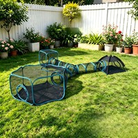 Parc pour animaux de compagnie modulaire pliable 4 en 1 avec tunnel, tente portable pour chat et chien, cage intérieure pour animaux de compagnie
