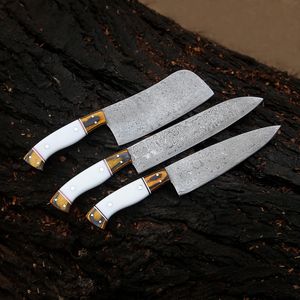 Damascus Steel Carbon Steel 6-Piece Japanese Chef <b>Set</b> High-Polish Finish Ambidextrous Design Wood Handles Handmade Razor <b>Sharp</b> - Product Image 2