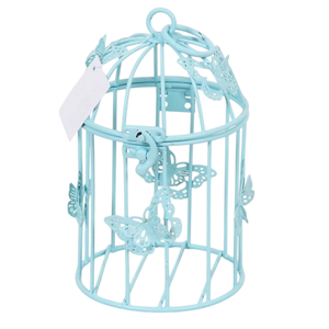 Cage à oiseaux en fer bleu antique avec toit arqué et barres torsadées, suspendable pour une utilisation en intérieur, cage à oiseaux en fil de fer - Product Image 3