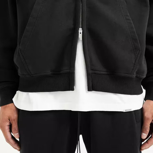 Sweat à capuche zippé court unisexe pour homme, avec logo personnalisé, double fermeture éclair, coupe oversize, en coton épais, hiver, fermeture éclair intégrale, processus OEM Impex - Product Image 6