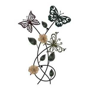 Arte Metálico Decorativo de Pared con Mariposas y Flores, Filigrana de Hierro, Adorno Colgante para Jardín y Patio - Product Image 6