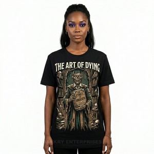 Camiseta con Gráfico de Acuarela Personalizada para Mujer, Camiseta Artística con Retrato de Zombie, Estampado Abstracto de Terror, Fabricante de Camisetas de Moda de Algodón - Product Image 3