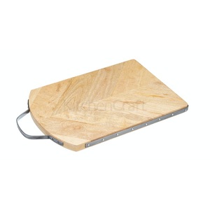 Bandeja de servir cuadrada multifuncional de madera de acacia con asa de resina y metal, bandejas para servir alimentos para bodas, restaurantes, hoteles y hogares. - Product Image 1