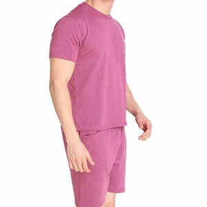 Ensemble décontracté deux pièces pour homme : T-shirt à manches courtes et short en coton biologique 100 % délavé à l'acide, écologique et confortable - Product Image 4