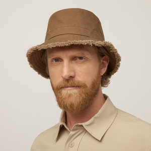Sombrero de Lona Marrón Personalizado para Hombre, Color Sólido, Borde Deshilachado, Estilo Casual para Primavera/Verano, 56-58CM de Circunferencia de Cabeza, Sombrero de Mezclilla - Product Image 1