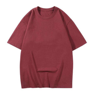 Men's Khaki Short Sleeve O-Neck Oversized Casual T-<b>Shirt</b> 100% Cotton Jersey Knitted Solid Color Breathable Anti-Wrinkle 300g - Product Image 2