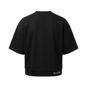 Camiseta de hombre negra oversize con cuello redondo, manga corta, corte relajado, dobladillo acanalado, estilo casual urbano - Product Image 4