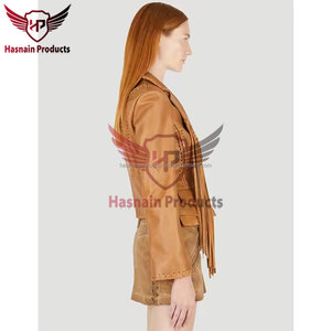 Stylish Fringed & Beaded <b>Western</b> Leather <b>Jacket</b> for Cowgirls, Women, Ladies, and Girls - Latest Designs with Unique Detailing - Product Image 3