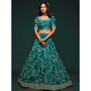 El mayor hilo verde bordado arte seda boda ropa Lehenga Choli con detalle de bordado Premium - Product Image 3