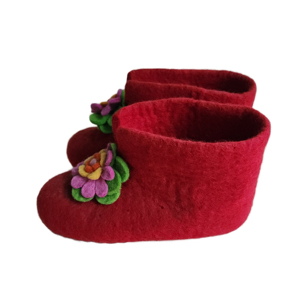 NCG AD12-01 Chaussures d'hiver légères et chaudes pour femmes, faites à la main, avec motif de fleurs vertes éternelles, antidérapantes, en laine, pour usage intérieur/extérieur - Product Image 5