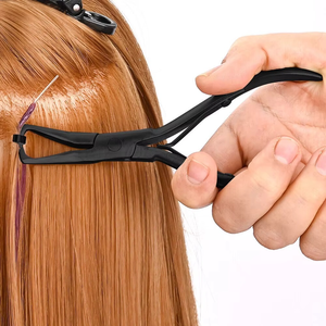 <b>Silicone</b> Micro Ring Hair Extension <b>Tools</b> Pulling Needle Plier Supplies with Custom logo Hair Extension Pliers - Product Image 5